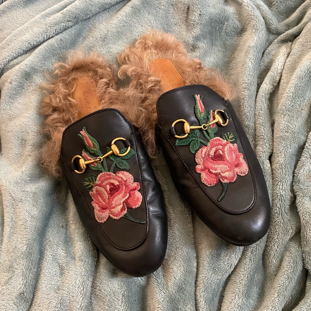 Gucci Princetown floral mules